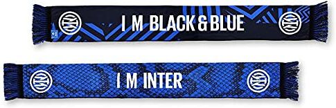 Inter Sciarpa Nuovo Logo Poliestere, Diverse Colorazioni, Stadio Unisex-Adulto, Scritta Black&Blue Nero/Blu, Taglia Unica