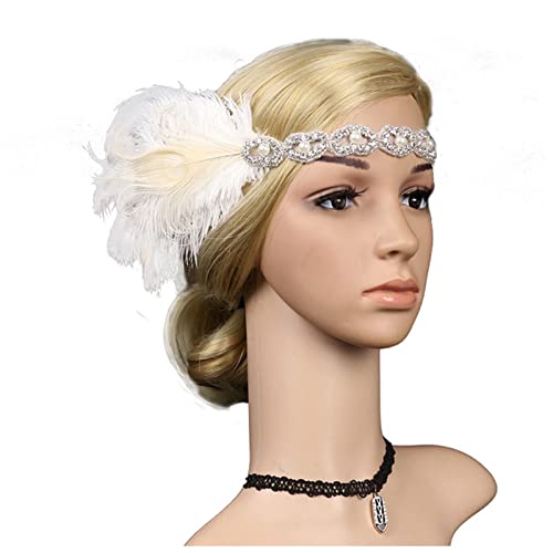 PiurUf Fascia Per Capelli Accessori for capelli Black Rhinestone Rhinestone perline Sequin Hair Band 1920S Vintage Party Headpiece Donne Fascia Fascia Per Capelli Donna (Size : YM219 white)