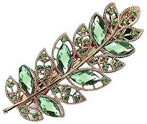 ERICAT Accessori for capelli Bellezza Donna Fermaglio for capelli Foglia Cristallo Lega Strass Fascia for capelli (Color : Light green, Size : One size)