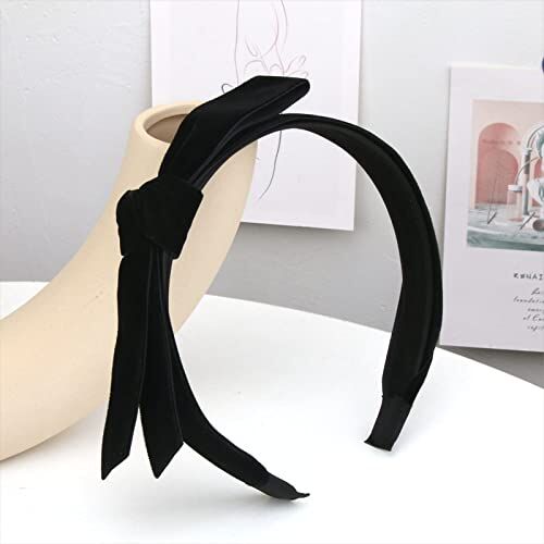 Generic Testa di fiore Fiocco nero Accessori per capelli Fascia per frangia Fascia per capelli in velluto Accessori per la testa a tesa larga antiscivolo semplice forcina corta da donna, velluto tipo A