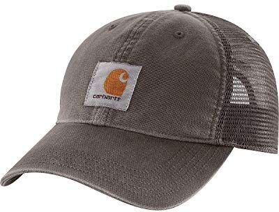 Carhartt Berretto da Baseball in Cotone Canvas con Parte Posteriore in Rete Uomo, Grigio (Ghiaia), Taglia unica