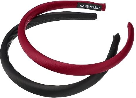 VOCOSTE 2pz Solido Semplice Seta Fascia Capelli, 0. 59" Rosso Nero