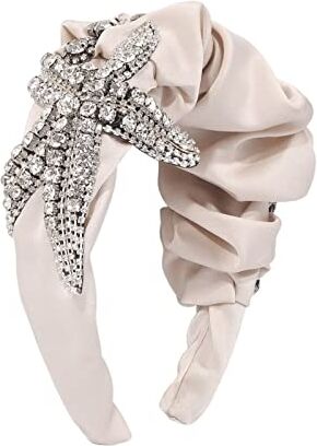 BREFER RHAIYAN Accessori for capelli fascia for stelle marine di mare in raso con fascia for capelli in strass di vetro adatta for le donne copricapo moda primavera estate (Color : Beige)