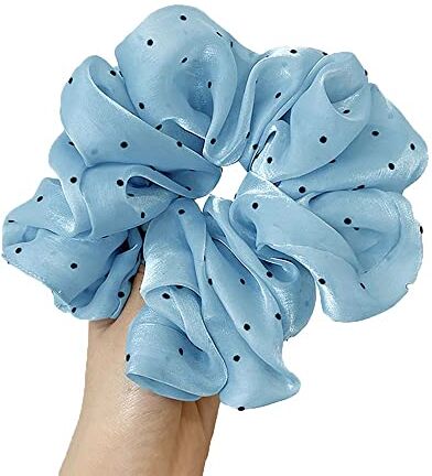 Generic Brillante grande organza per donne ragazze capelli fascia copricapo corde per capelli in chiffon supporto coda di cavallo fasce elastiche per capelli oversize (blu)