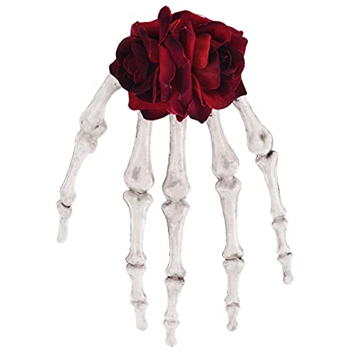 luchike Halloween Rose scheletro Mani Osso Clip per Capelli Horror Osso Capelli Barrette Artigli per Donne Ragazze Rosso
