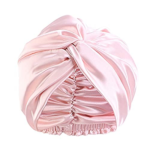 AVIMYA Cappello da Notte da Donna Cuffia da Notte in Seta per Donna Cura dei Capelli, Turbanti da Donna, con Nastro Elastico Regolabile per Dormire, Cuffia in Seta, Pieghe Classiche,Rosa,Incredibile