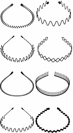 DDSHUN Cerchietto per Capelli in Metallo, Fascia per Capelli con Onde Primaverili, Antiscivolo, Unisex, Flessibile, Accessori per Lo Styling dei Capelli multistile, per Sport all'Aria Aperta, 8 Pezzi