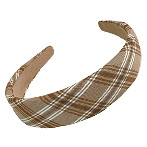 YO-HAPPY Corduroy Fasce Elegante Marrone Tiara Vintage Plaid Hairband Dolce Larga Cerchio Capelli Tessuto Copricapo Partito Foto Prop