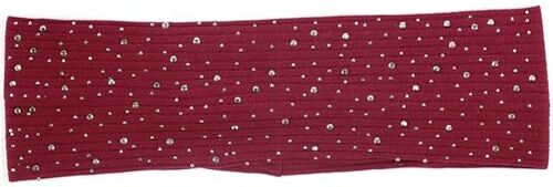 Niiyyjj Fascia per capelli da donna con strass, stile casual, in morbido cotone elasticizzato, a costine, per feste, turbante, colore: rosso vino