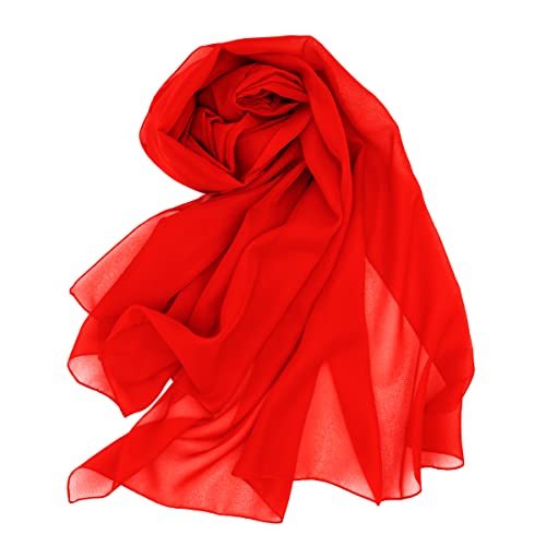 Colours & Beauty Stola Donna Elegante cm 200X80 colore Rosso per Cerimonia   Stola Rossa per Matrimonio   Scialle Donna Chiffon   Coprispalle   Copri Spalla Donna Elegante   Sciarpa Elegante