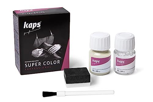Kaps Professional "Super Color+Preparer" Cura e rifinitura di scarpe e accessori Pelle naturale, sintetica e tessili (25ml), Bianco Grigio