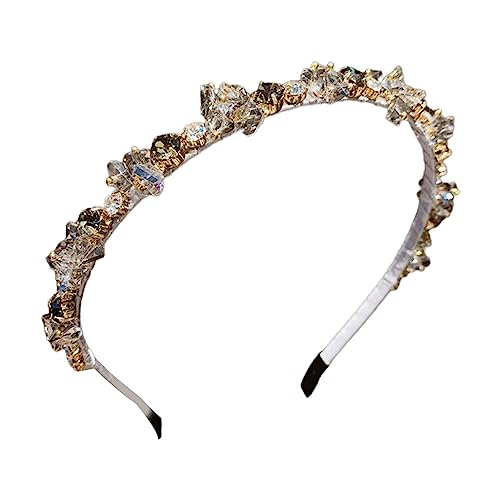 Leadrop Cerchietto per capelli in finto cristallo, elegante, antiscivolo, per ragazze, con strass brillanti, decorazione floreale, sottile, per feste, colore: bianco