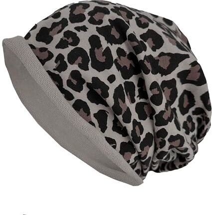 JOPHY & CO. Berretto 100% cottone Elastico e Lungo Unisex per Adulti Uomo Donna e Bambini Cappello in Stile Slouch Leggero cod.1213 (Fango Leopardato, Bambino)