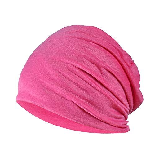 YOFASEN Berretto Slouchy Cappello in Cotone Chemio Cancro Cappuccio per Dormire Cappuccio Turbante Copricapo Elastico Musulmano per Donna Uomo, Rosa Rossa, Taglia Unica