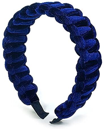 Duories Fascia larga in velluto, intrecciata a mano, antiscivolo, larghezza 5 cm, in tessuto, per donne e ragazze, per l'uso quotidiano o per feste, blu navy