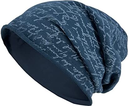 JOPHY & CO. Berretto 100% cottone Elastico e Lungo Unisex per Adulti Uomo Donna e Bambini Cappello in Stile Slouch Leggero cod.1213 (Blu Scuro in Lettere, Adulto)