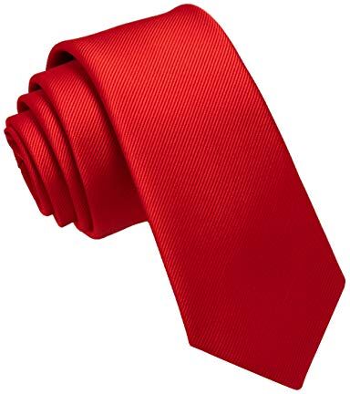 JEMYGINS Cravatta Uomo Rosso in Seta Multicolore Sottile 6CM