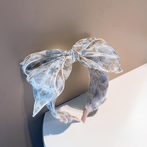 Generico Giapponese e Coreano Retro Chiffon Seta Stampa Fresco Piccolo Fiocco Floreale Nodo Accessori per Capelli Fascia per Capelli per Donna, 2274 Caffè Grigio