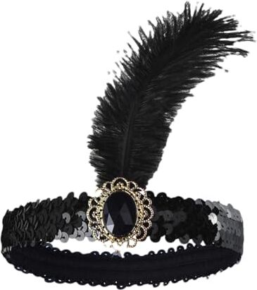 Pohullan 1920S Cosplay Fascia Donne Piuma Nero Copricapo Mascherata Partito Puntelli Accessori Per Capelli A