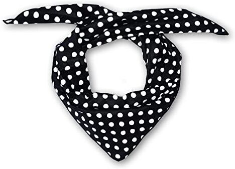 SoulCats ® Polka Dots sciarpa da donna, foulard, bandana, fascia per capelli, sciarpa multifunzionale, nera con pois bianchi