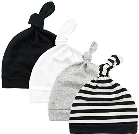 DRESHOW 4 Pezzi Unisex Bambino Berretti Neonato Ragazzi Ragazze Morbido Carino Cappello Nursery Berretto