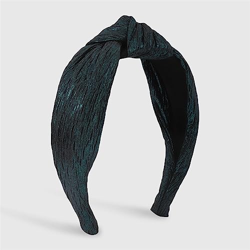 Youllyuu Fasce per capelli in tessuto di seta Accessori per capelli annodato medio cerchietto larga Hairhoop Hairbands Copricapo per le donne blu scuro