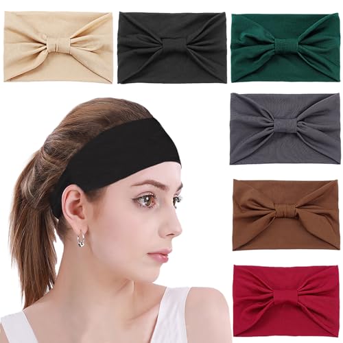 KEYRI 6 Pezzi Elastico Cerchietto Capelli Fascia Capelli Donna, Headband Cerchietto Atletico Elastica per Capelli Yoga Fasce, Taglia Unica Sportiva Bandana Multicolore Accessori per Capelli (Colorato)