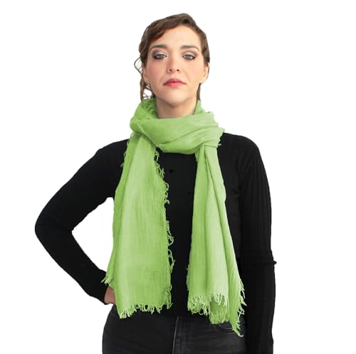 Unique Sciarpa Donna in Bamboo Primavera Estate MADE IN ITALY Foulard Sciarpa Donna Leggera e Traspirante (Verde Mela)