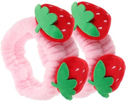 minkissy 10 Pezzi Alla Fragola Alla Fragola Facciale Spa in Pile Di Corallo Scrunchies Fasce Da Donna Abito Mancare Cura Della Pelle Tessuto Cintura Di Lavaggio