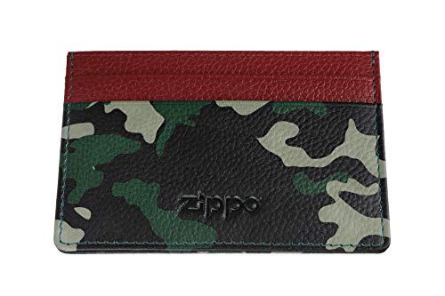 Zippo Leather credit card holder Porta carte di credito 10 centimeters Verde (Green Camouflage)