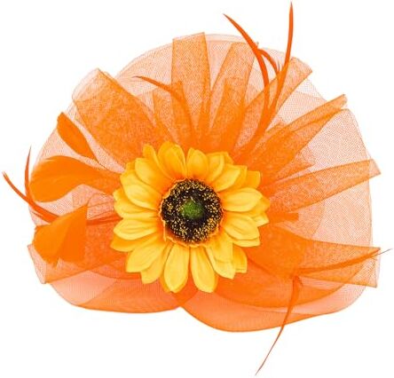 FASLOLSDP Europa e Stati Uniti Wedding Mesh Sunflower Bridal Party Prom Accessori per capelli Fermagli per capelli Fasce per capelli larghe (arancione, taglia unica)