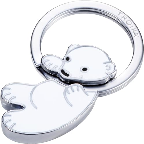 TROIKA Portachiavi a forma di "orso polare baby", in metallo cromato, colore bianco