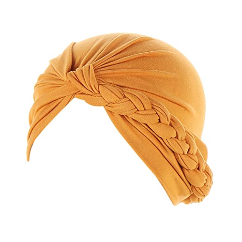 YWSTYllelty Fasce Elastiche per Capelli Copricapo Copricapo Etnico Boemo Copricapo Avvolgente Turbante Donna Cappello Hijab a treccia laterale multicolore Cappello Baotou tinta unita Cerchietto per Fascia Larga