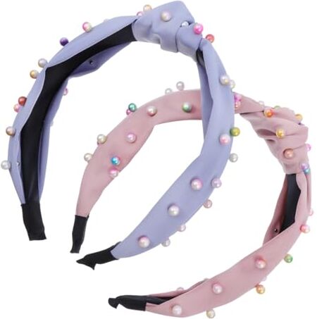 Housoutil 2 Pz cerchietto di perle cerchietti bambina perla per Pulsante testa accessori per Da donna copricapo poliestere