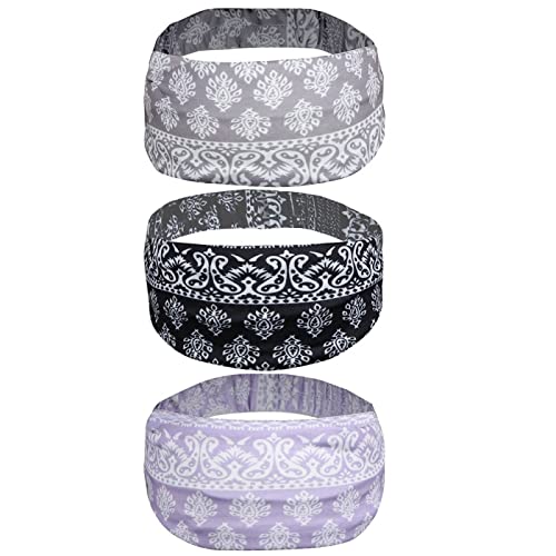 KONGTIAO Fasce sportive donna pz vino rosso zaffiro blu multicolor nuova stampa elastico elastico bandana capelli femminile geometrica anacardio, nero viola grigio