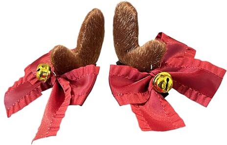 huwvqci Cerchietto a tema natalizio con corna di fiocco, accessori per feste, festival, feste, fermagli per capelli per bambini e adulti, accessori per capelli di Natale