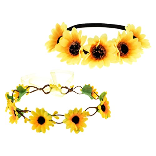 FRCOLOR 2 Pz Del Fiore Del Sole Copricapo Da Sposa Regali Di Girasole Per Le Donne Fiore Per Le Ragazze Di Fiori Di Moda Accessori Per Viaggiare Ragazza Fiori Hawaii Lega