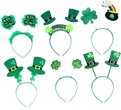 Didiseaon 6 Pezzi Portachiavi Pettine Trifoglio Cappello A Cilindro Leprechaun Cappello Trifoglio Bopper Giorno Di San Patrizio Copricapo A Tema Testa Verde Boppers Accessori