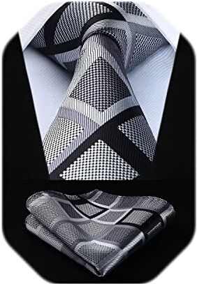 HISDERN Dai un'occhiata Floreale Punto Festa di matrimonio Tie Fazzoletto Uomo Cravatta & Pocket Square Set