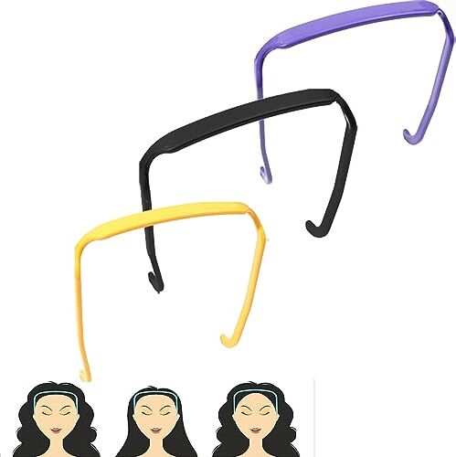 FouncY Unisex Cerchio Per Capelli Invisibile,Quadrati Non-slip Fascia Per Capelli,Per Studio Di Lavoro E Uso Di Appuntamenti Cerchietto Per Capelli (Color : Black+Purple+Yellow)