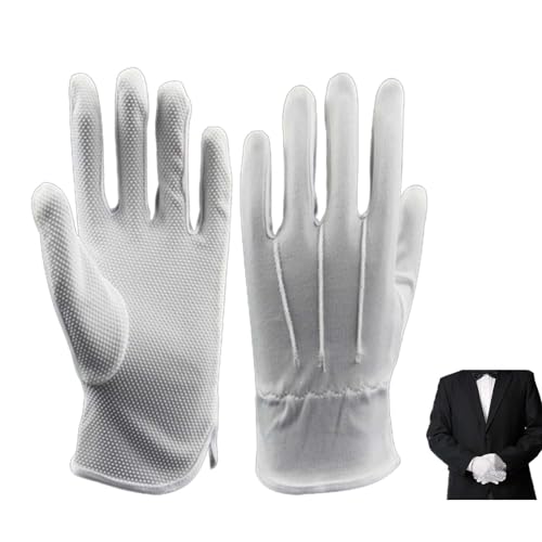 Exbrith 3 Pcs Guanti Di Cotone Nylon Bianco,Guanti Da Cena,Adatto Per Abiti Da Sera Formali Della Polizia, Brevi Banchetti e Ispezioni Di Gioielli