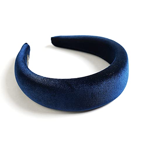 UCUNJIA Cerchietto rotondo in velluto con corona di 1,8 cm di spessore cerchietti per capelli donna cerchietti per capelli (Blue)