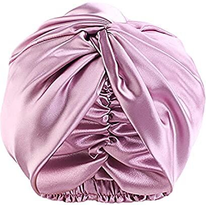 AVIMYA Cappello da Notte da Donna Berretto da Notte in Seta per Cura dei Capelli da Donna, Turbanti da Donna, con Nastro Elastico Regolabile per Dormire, Cuffia in Seta, Classico Pieghettato, Viola,