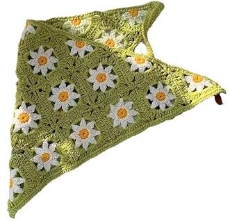 OSKOUR Copricapo fatto a mano Modello fiore del sole Crochet Capelli Bandana Sciarpa per capelli Fasce a triangolo Fascia per capelli all'uncinetto Fazzoletto per la testa per le donne Ragazze