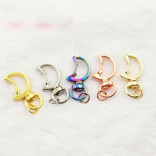 WYLZBA 10 pezzi 13 stile 5 colori catena chiave animale moschettone ganci portachiavi cane fibbia fai da te creazione portachiavi accessori gioielli-luna-oro rosa