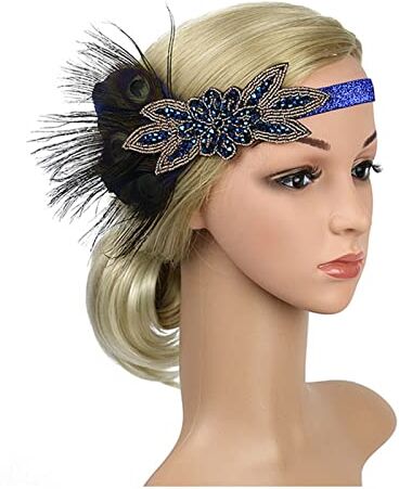 PiurUf Fascia Per Capelli Accessori for capelli Black Rhinestone Rhinestone perline Sequin Hair Band 1920S Vintage Party Headpiece Donne Fascia Fascia Per Capelli Donna (Size : YM5997 blue)