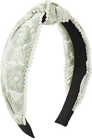 Antique Tessuto Mori Hairband finta perla fiori annodati semplice Hair Hoop per le donne ragazze (verde)