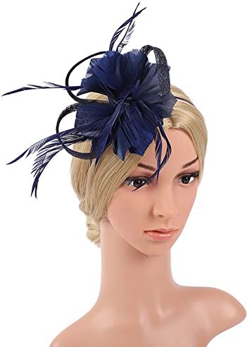 JAWSEU Fascinator Donne Ragazze Cappello Fiore Mesh Piume Fascia per capelli Copricapo Velo da sposa Accessori per capelli vintage Fascia per capelli per chiesa Matrimonio Cocktail Jockey