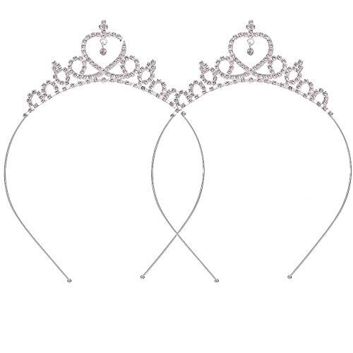 HPMAISON Confezione da 2 ragazze cerchietto per capelli tiara strass di cristallo a forma di cuore leggero corona matrimonio festa nuziale damigella d'onore festa di compleanno per bambine bambini