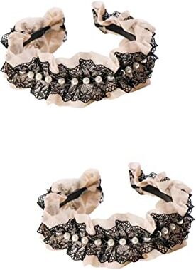 FOMIYES Bandana Matrimonio Della Perla Perla Turbante ' Delle di Copricapo (Kaki) Cerchietto 2Pcs Cerchietto Bride Fasce Per Ragazze